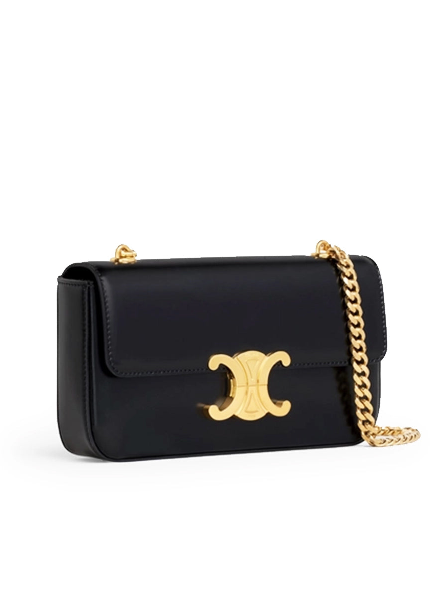 Chain Shoulder Bag Triomphe in Shiny Calfskin Black
