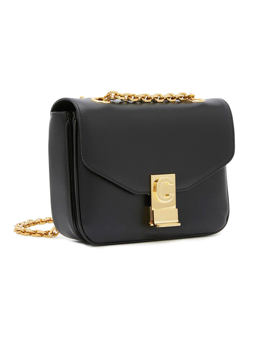 Celine Small C Bag in Black Satinated Leather