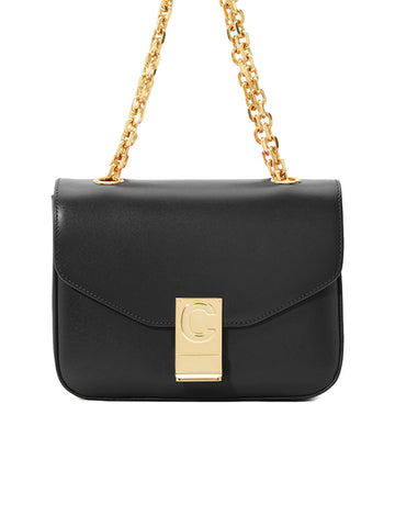 Celine Small C Bag in Black Satinated Leather