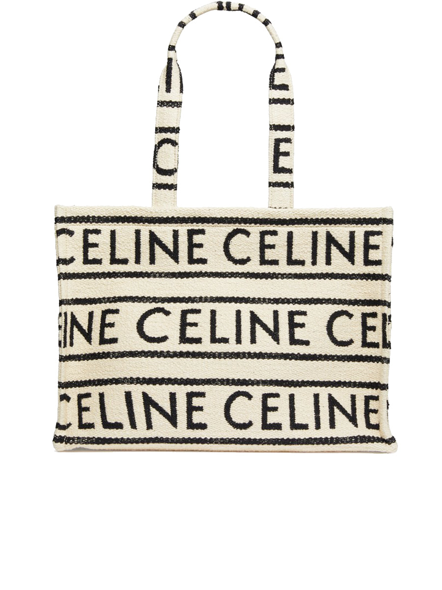 Large Cabas Thais in Textile with Celine All-Over White/Black