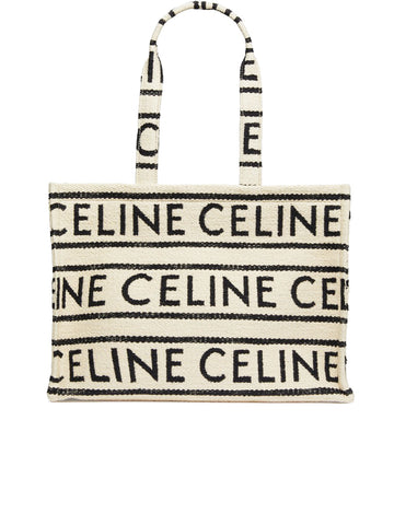 Large Cabas Thais in Textile with Celine All-Over White/Black