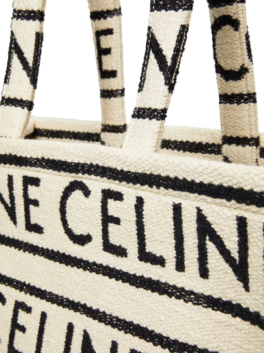 Large Cabas Thais in Textile with Celine All-Over White/Black