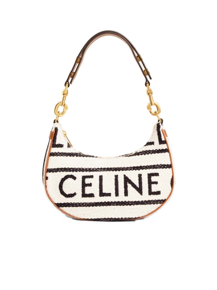 Medium Ava Strap Bag in Textile  in White/Black