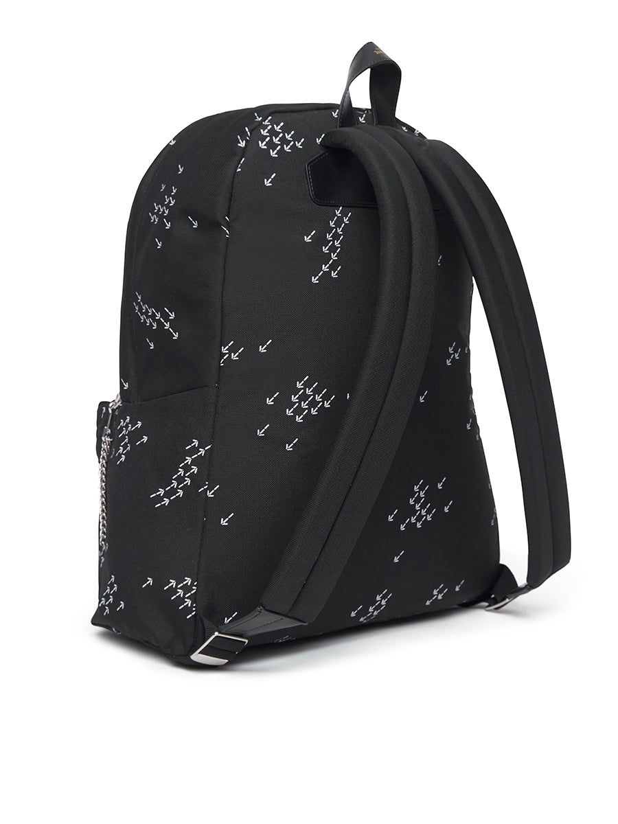 Medium Backpack in Nylon with Arrows Print