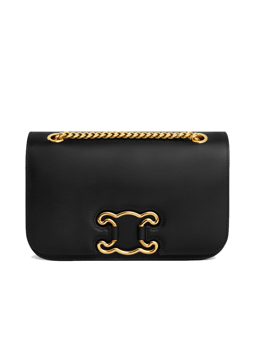 Medium Bag Triomphe Frame in Shiny Calfskin Black