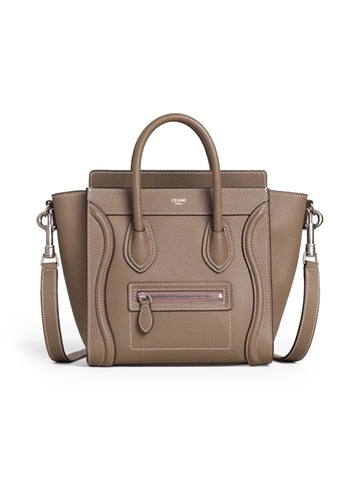 Nano Luggage Bag in Drummed Calfskin in Souris