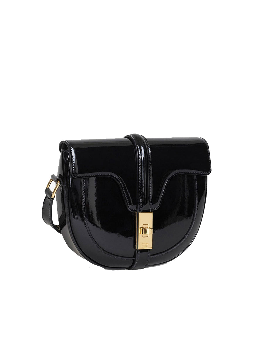 Small Besace 16 Bag in Patent Calfskin Black