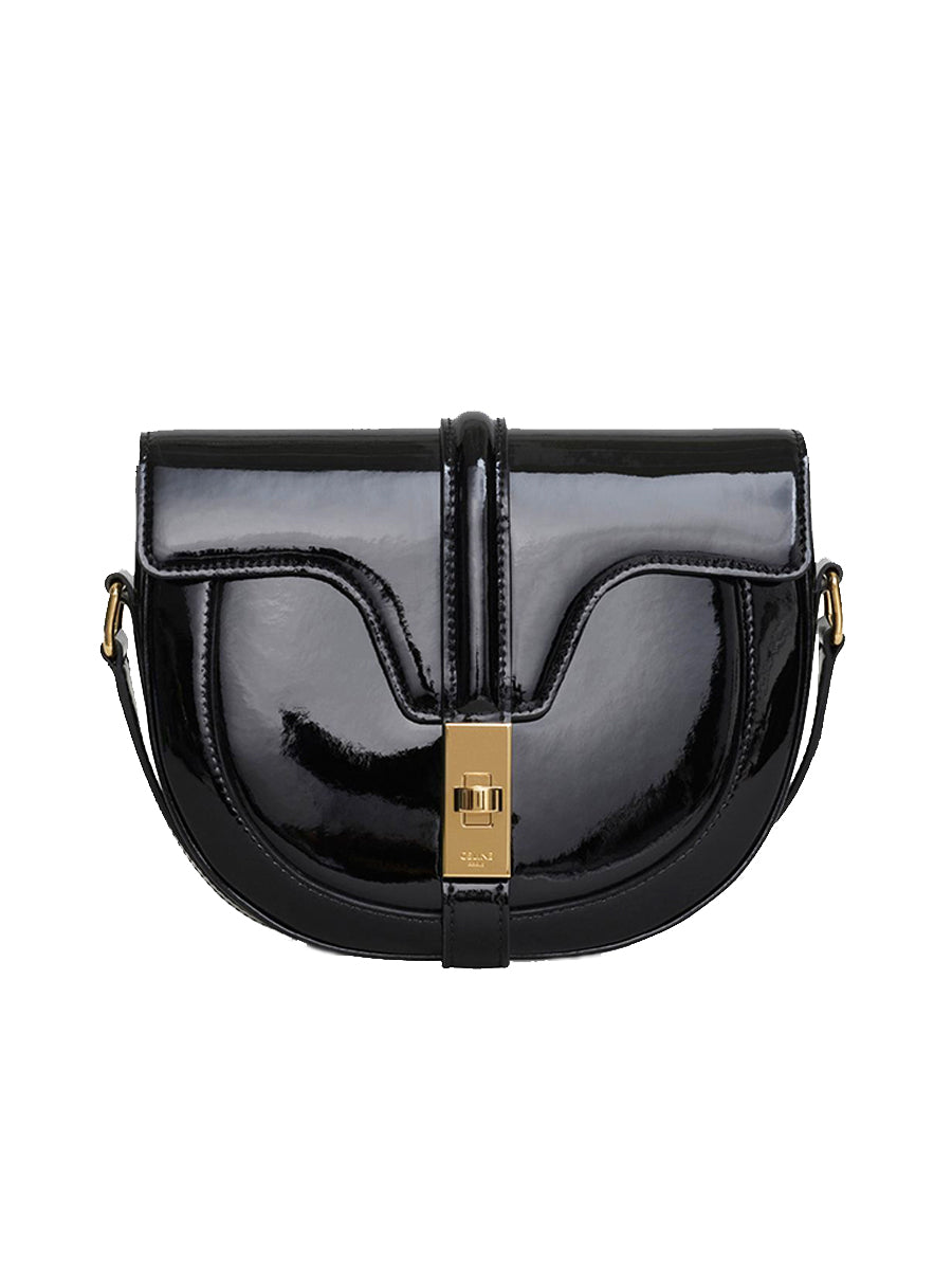 Small Besace 16 Bag in Patent Calfskin Black