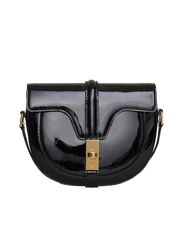 Small Besace 16 Bag in Patent Calfskin Black