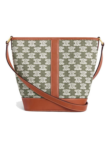 Small Bucket in Textile with Triomphe Embroidery