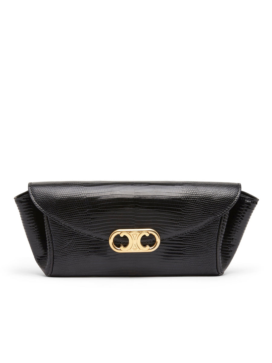 Small Maillon Triomphe Clutch in Black