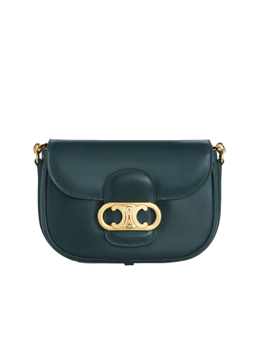 Small Triomphe Maillon Bag In Dark Green