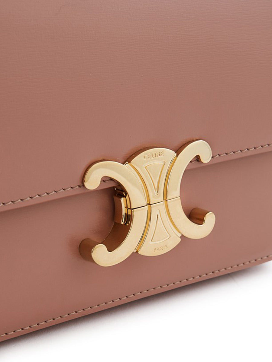 Nano Triomphe Bag in Shiny Calfskin Antique Rose