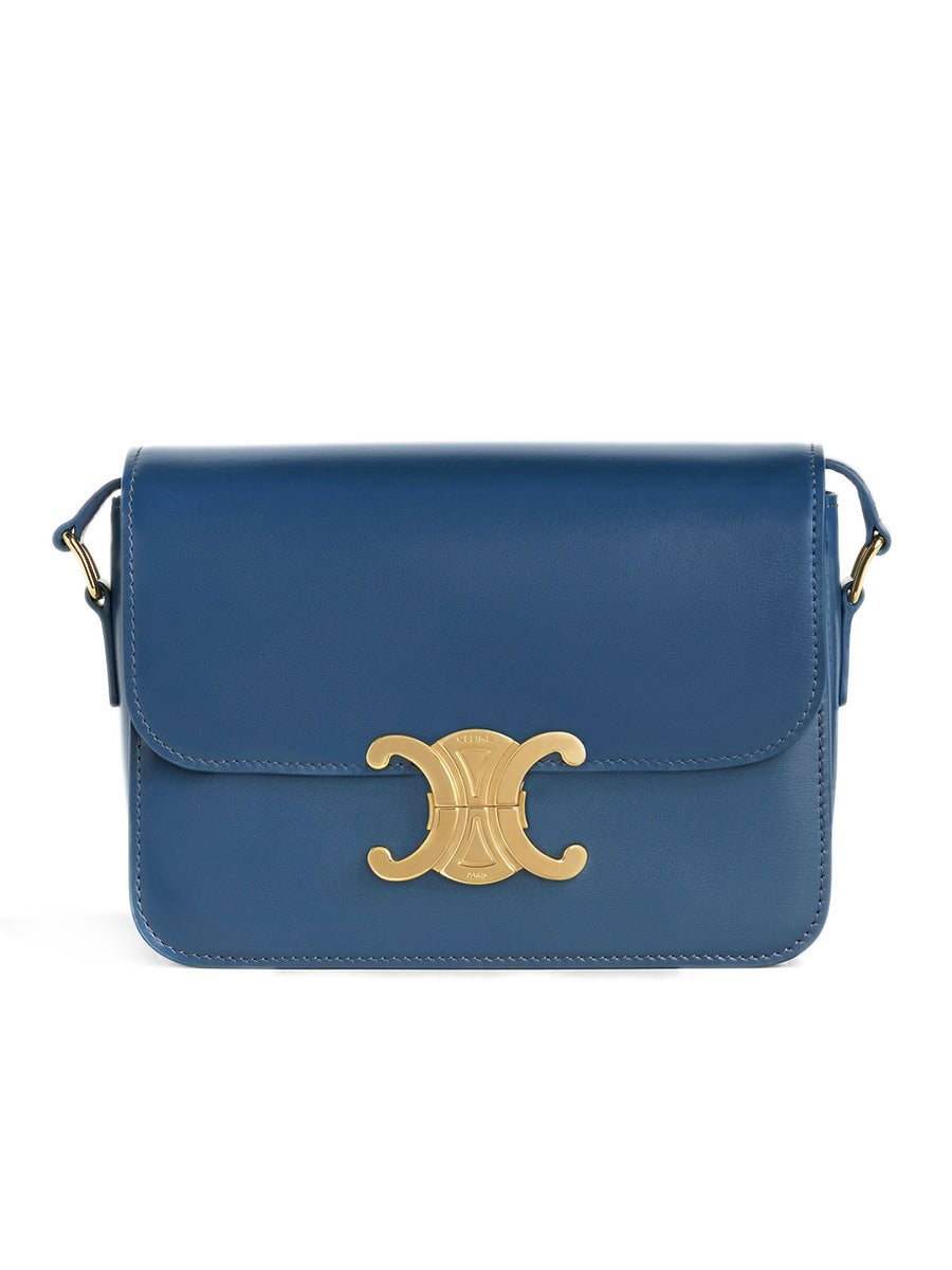 Teen Triomphe Bag in Petrol Shiny Calfskin