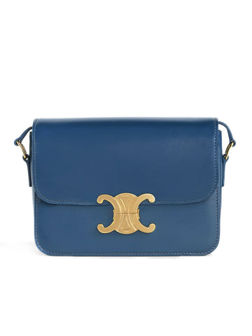 Teen Triomphe Bag in Petrol Shiny Calfskin