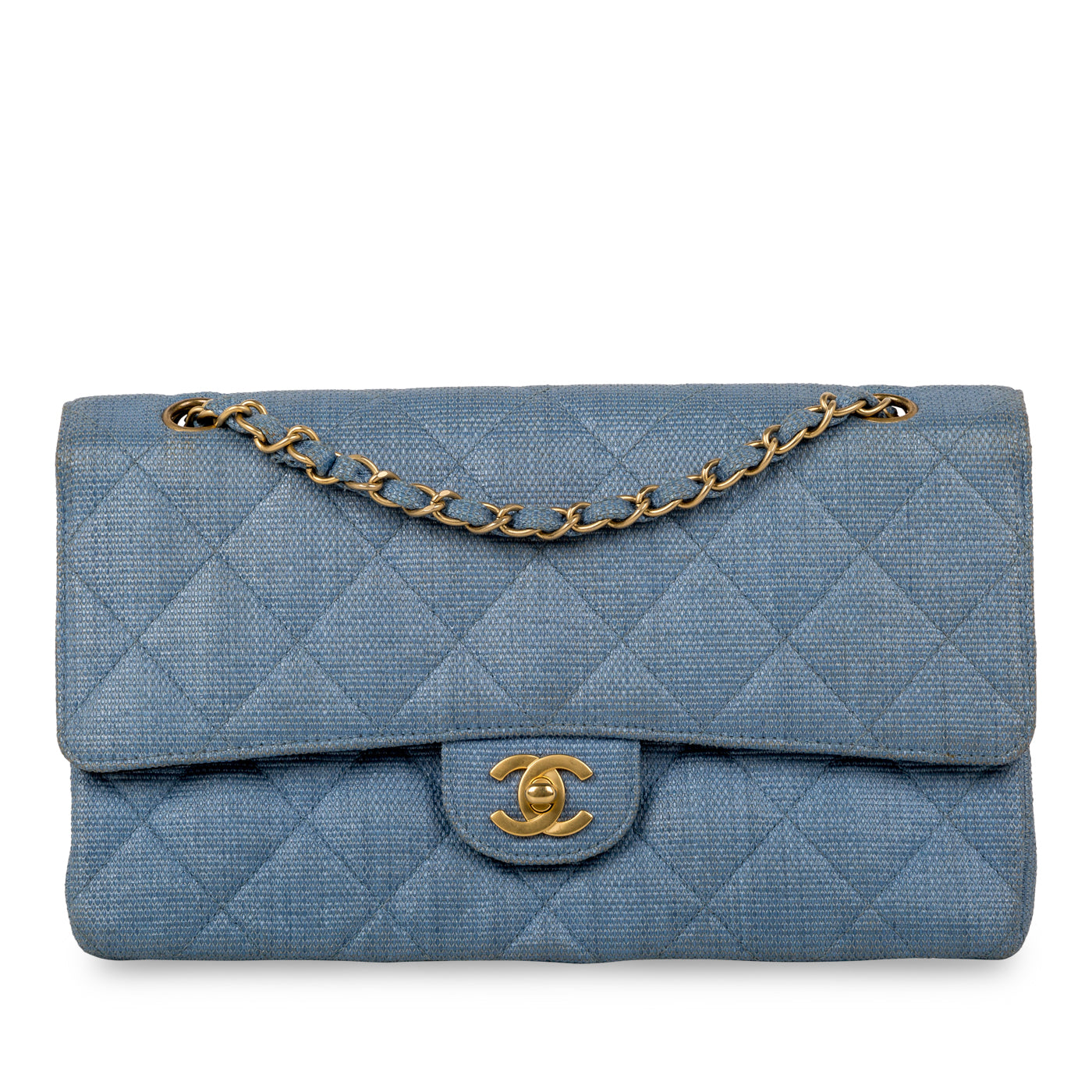 Chanel Classic Flap Bag Denim Effect Raffia
