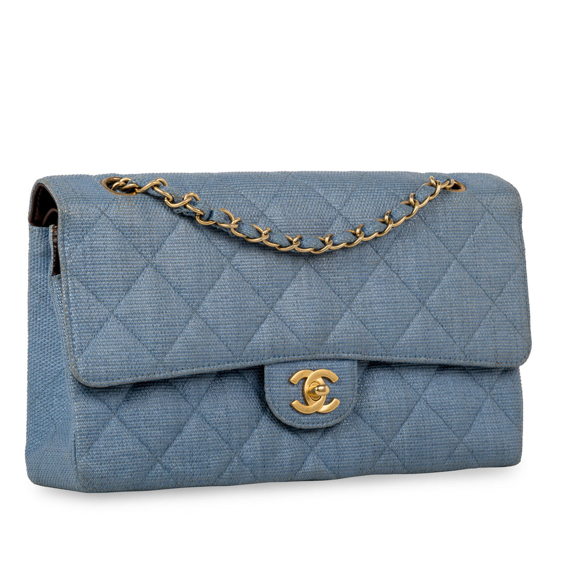 Chanel Classic Flap Bag Denim Effect Raffia