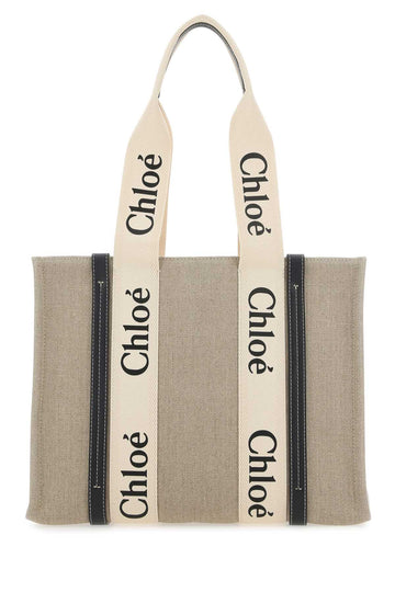 CHLOÉ Medium Canvas Woody Tote Handbag