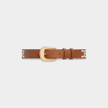 Camel Large Western Belt In Vintage Calfskin Designer Belts for Women