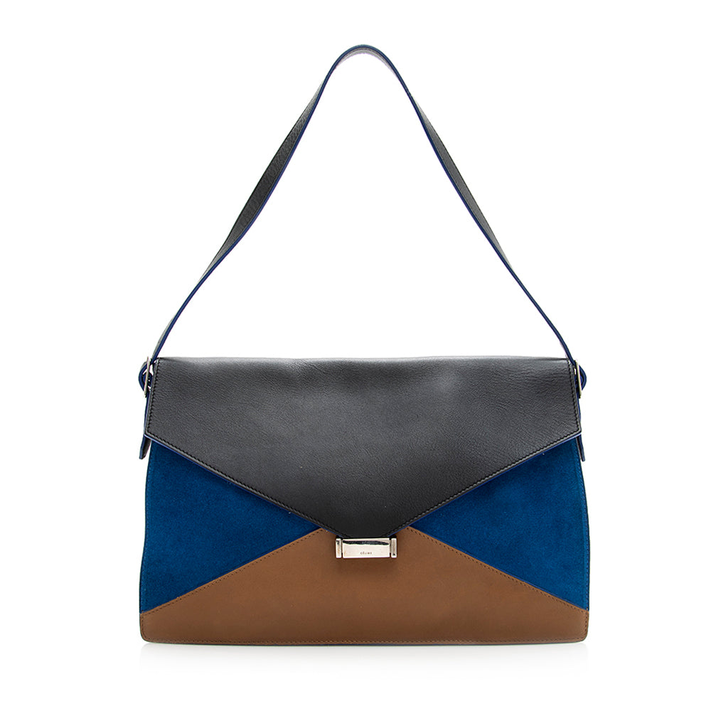 Celine Calfskin Tri-Color Diamond Shoulder Bag - FINAL SALE (SHF-19411)