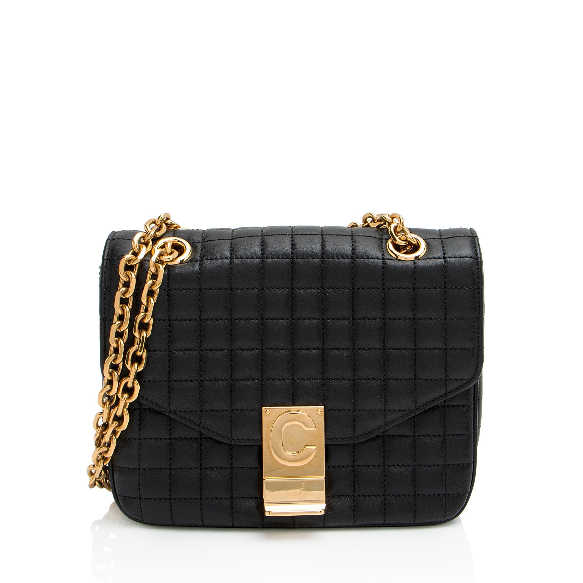 Celine Quilted Calfskin C Small Shoulder Bag