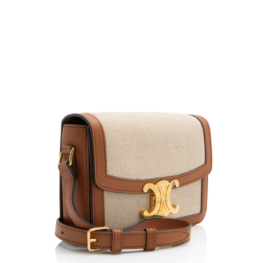 Celine Textile Calfskin Triomphe Teen Shoulder Bag (SHF-8LxhZM)