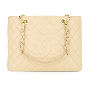 Top Quality Chanel Grand Shopping Tote [GST] Beige Caviar Gold Hardware 2013