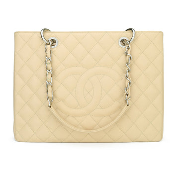Top Quality Chanel Grand Shopping Tote [GST] Beige Caviar Silver Hardware 2013