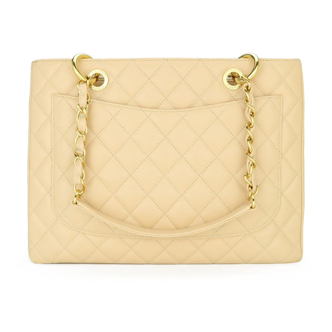 Top Quality Chanel Grand Shopping Tote [GST] Beige Caviar Gold Hardware 2013