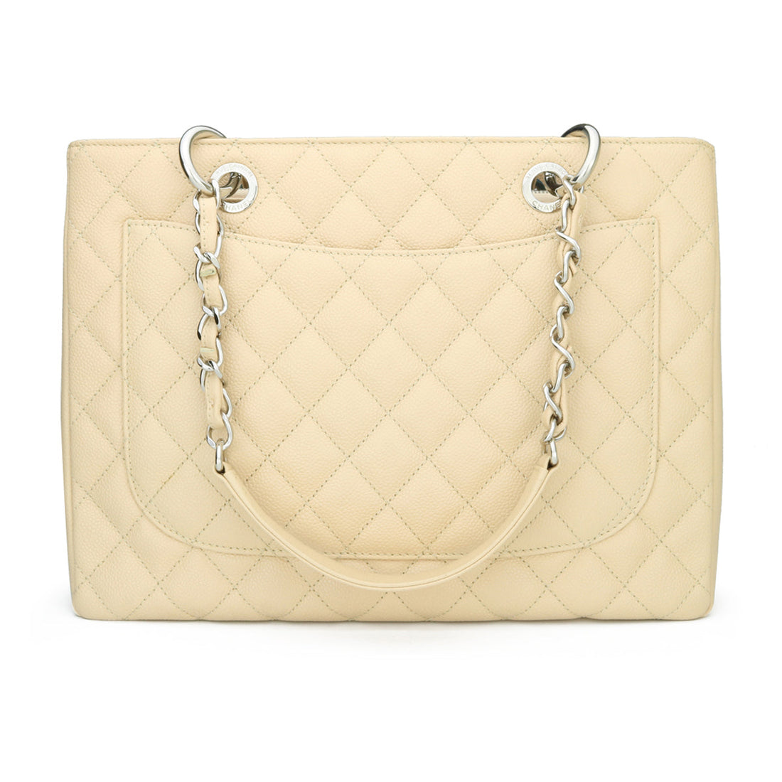 Top Quality Chanel Grand Shopping Tote [GST] Beige Caviar Silver Hardware 2013