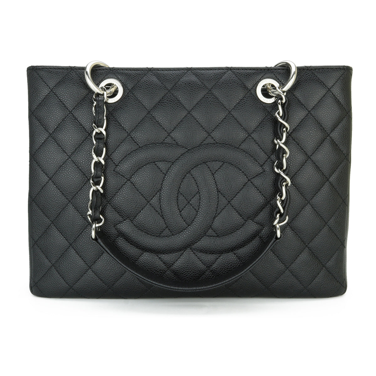 Top Quality Chanel Grand Shopping Tote [GST] Black Caviar Silver Hardware 2012