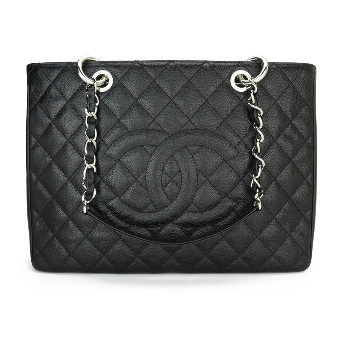 Top Quality Chanel Grand Shopping Tote [GST] Black Caviar Silver Hardware 2013