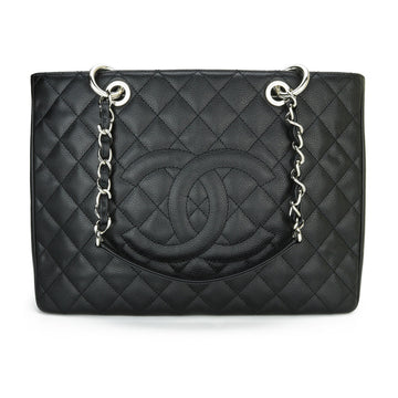 Top Quality Chanel Grand Shopping Tote [GST] Black Caviar Silver Hardware 2013