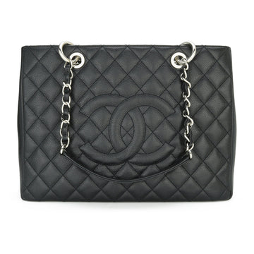 Top Quality Chanel Grand Shopping Tote [GST] Black Caviar Silver Hardware 2014
