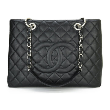 Top Quality Chanel Grand Shopping Tote [GST] Black Caviar Silver Hardware 2015