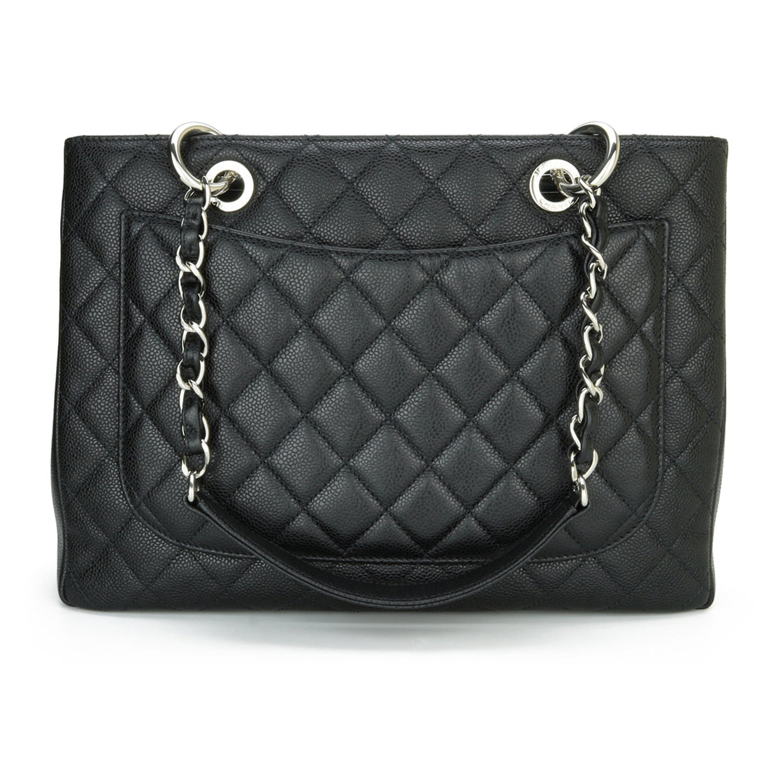 Top Quality Chanel Grand Shopping Tote [GST] Black Caviar Silver Hardware 2015