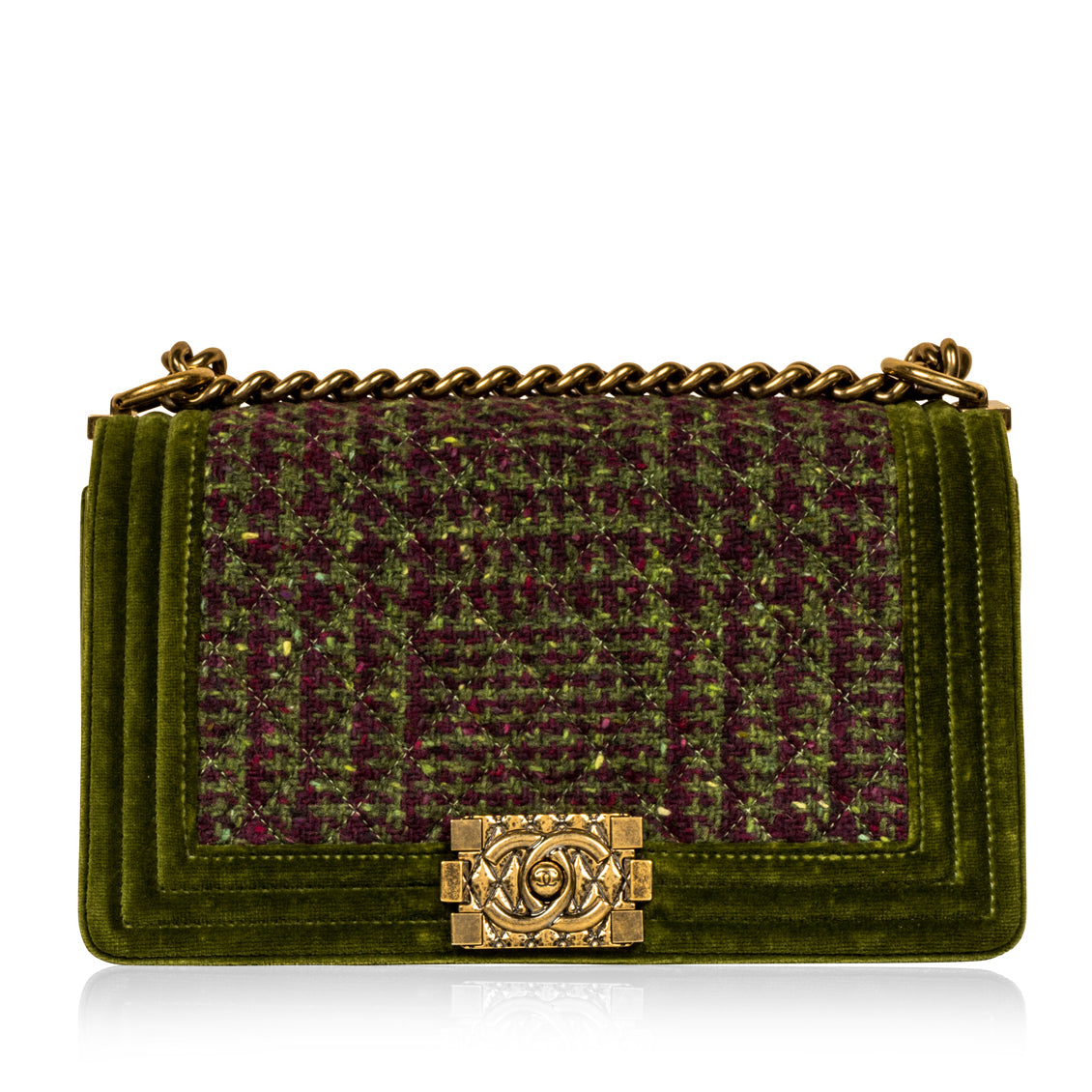 Chanel Tweed/Velvet Medium Boy Bag