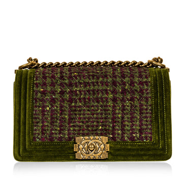 Chanel Tweed/Velvet Medium Boy Bag