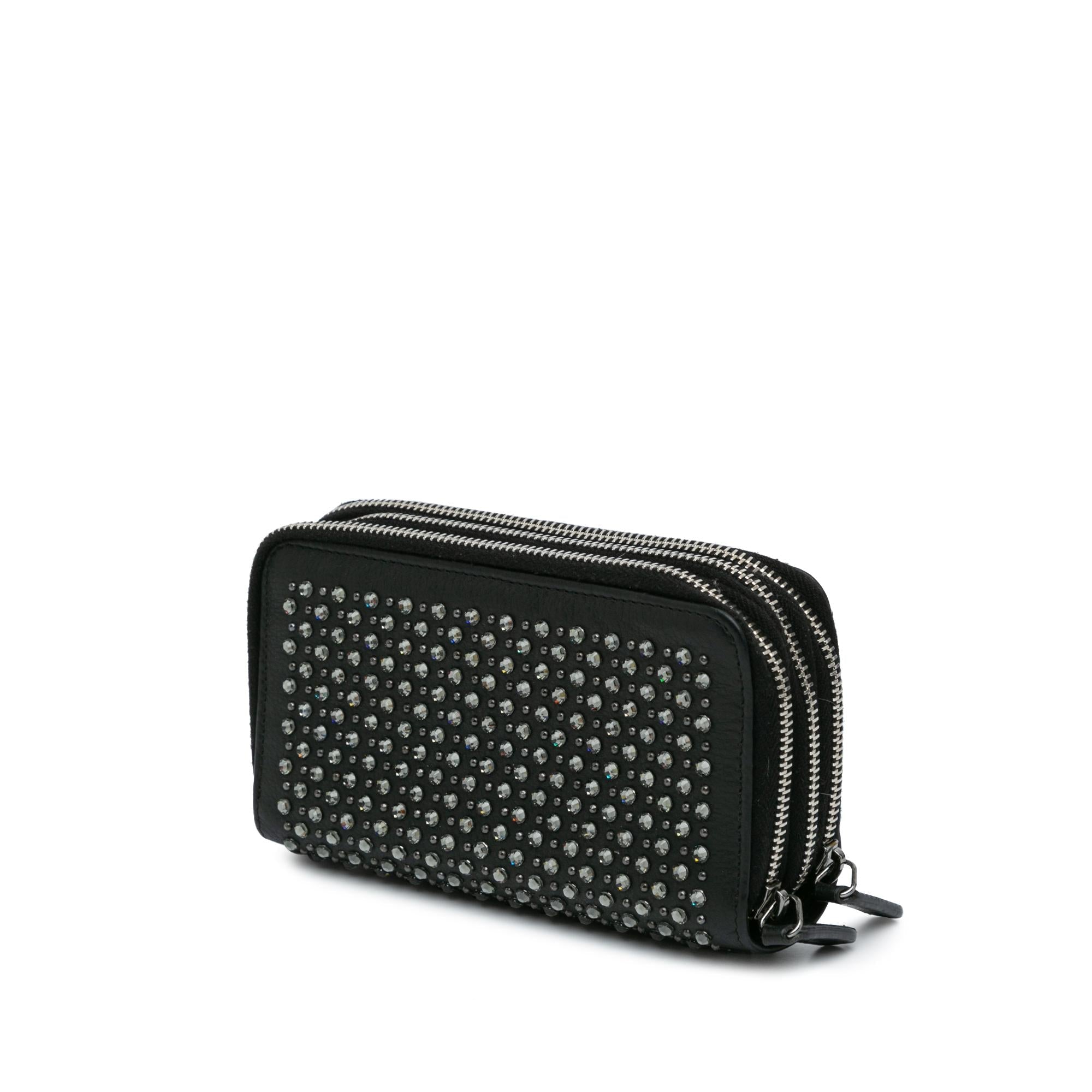 Chanel Bull Leather Studded Zip Wallet