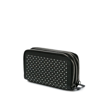 Chanel Bull Leather Studded Zip Wallet