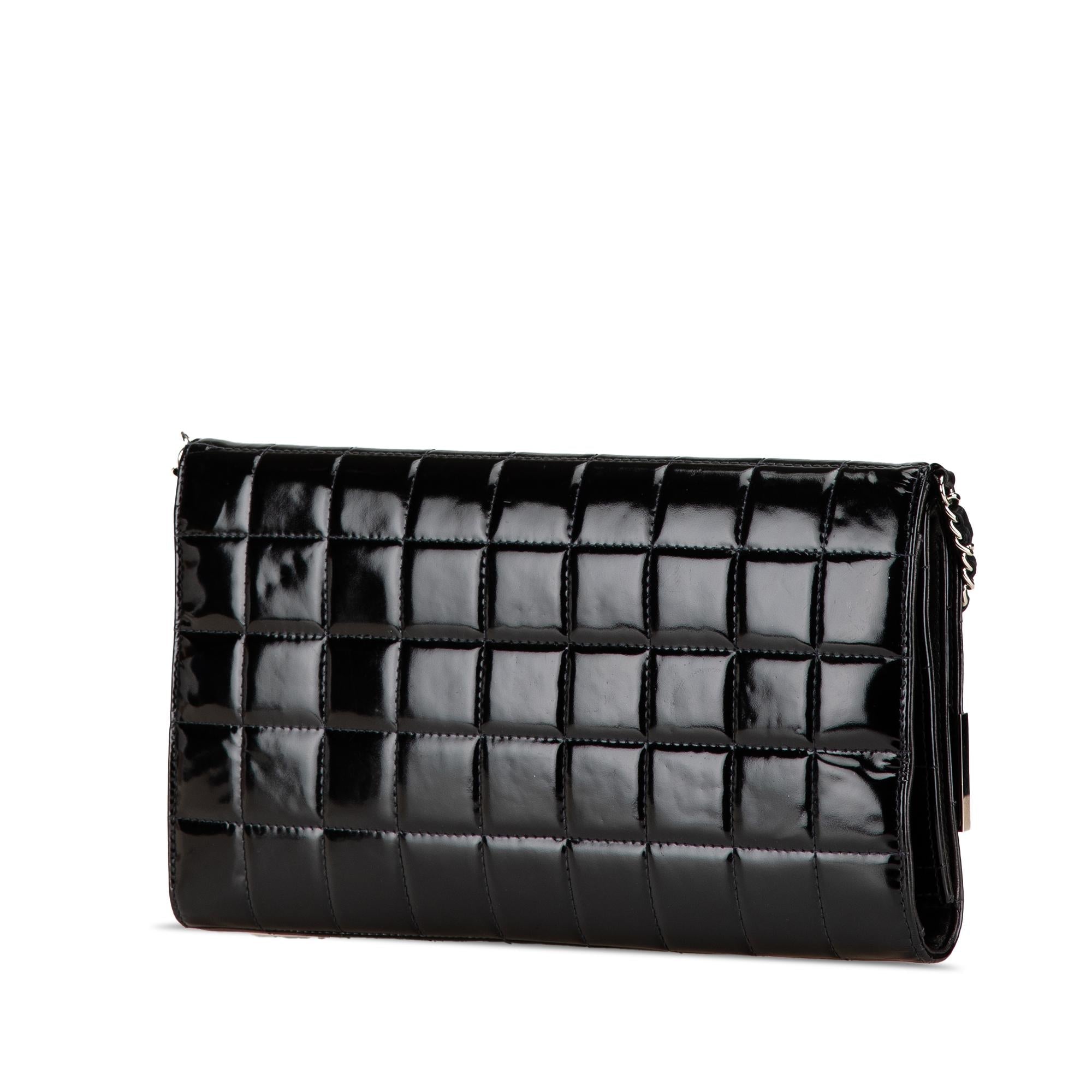 Chanel CC Chocolate Bar Patent Clutch on Chain
