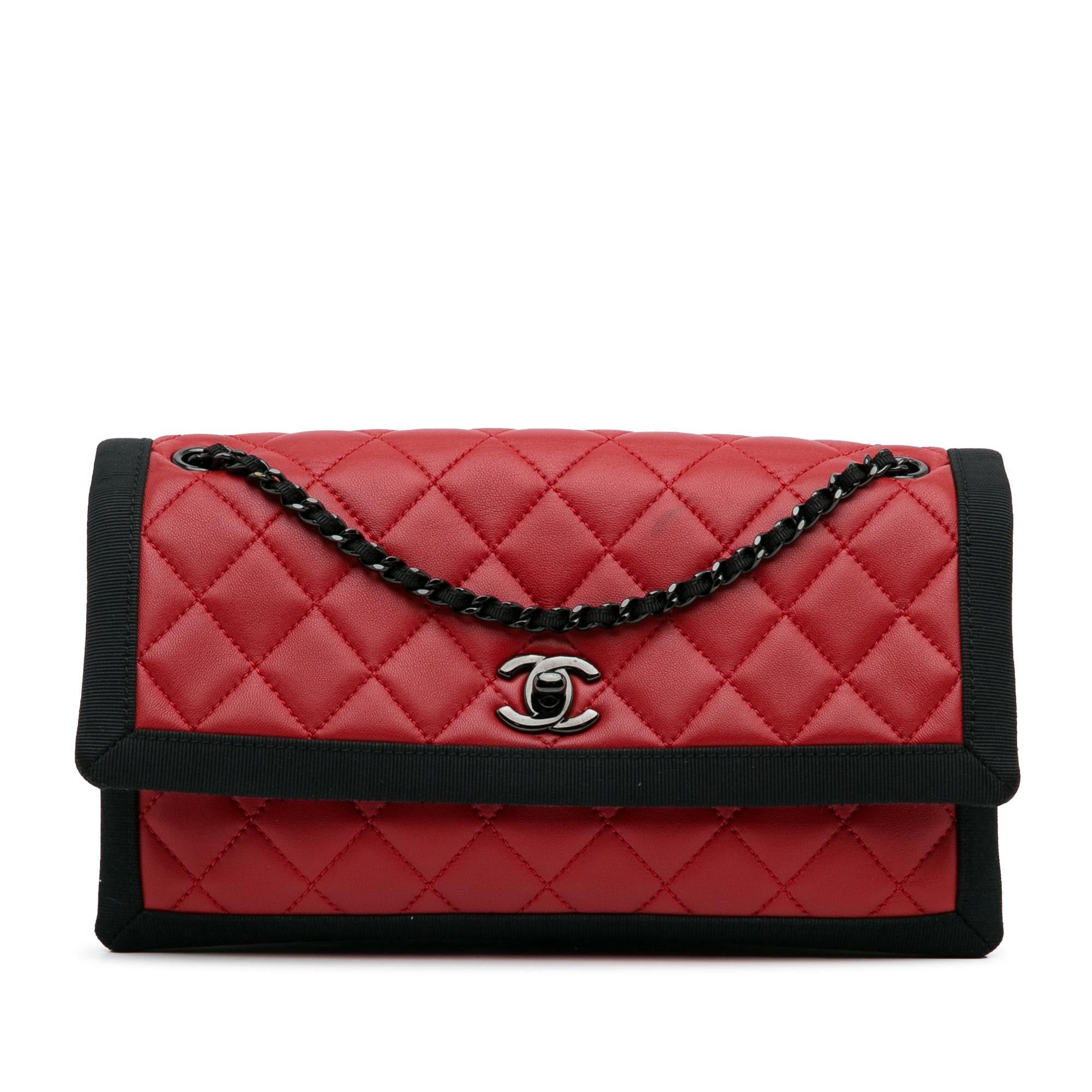 Chanel CC Grossgrain trim Lambskin Flap Shoulder Bag (SHG-WgMMmb)