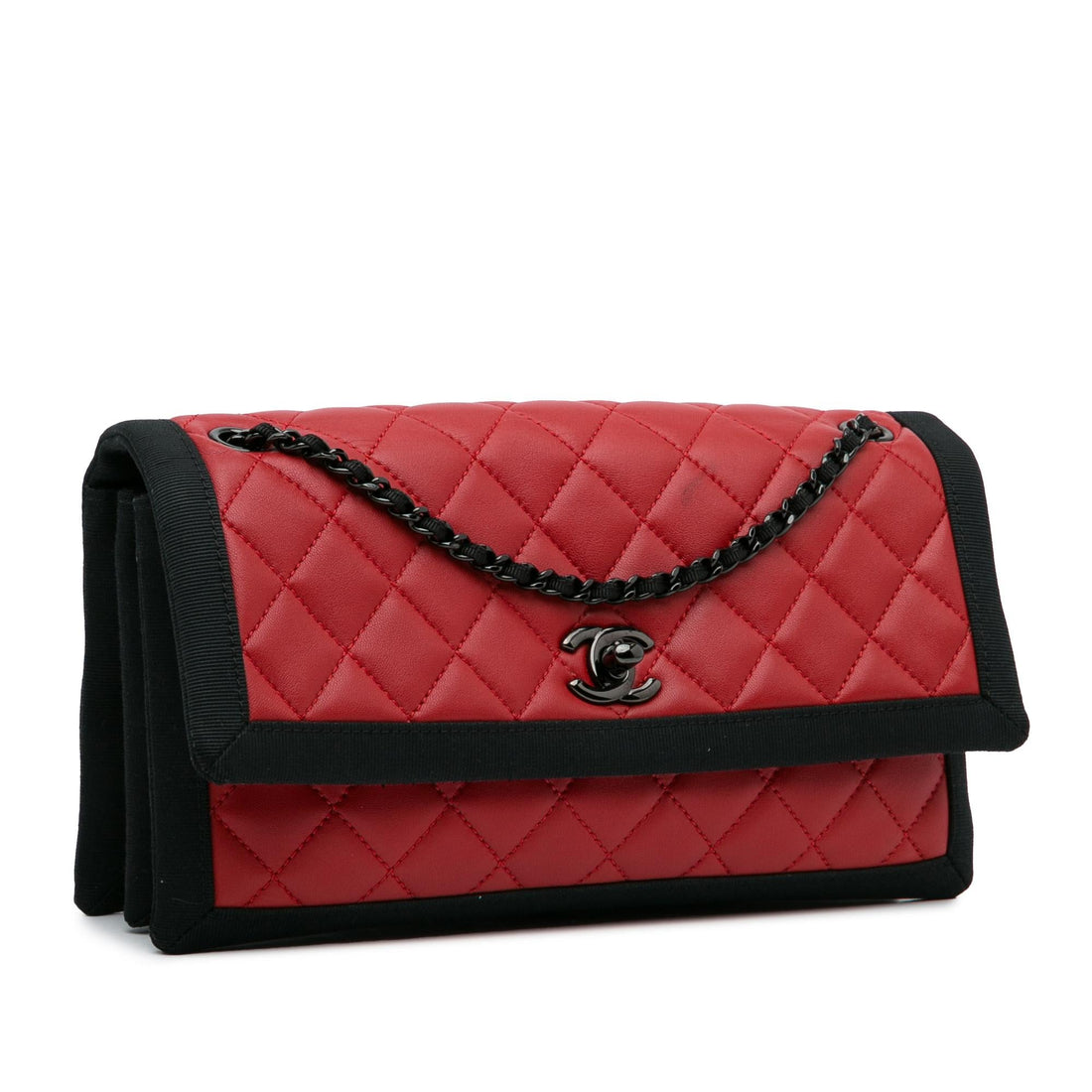Chanel CC Grossgrain trim Lambskin Flap Shoulder Bag (SHG-WgMMmb)
