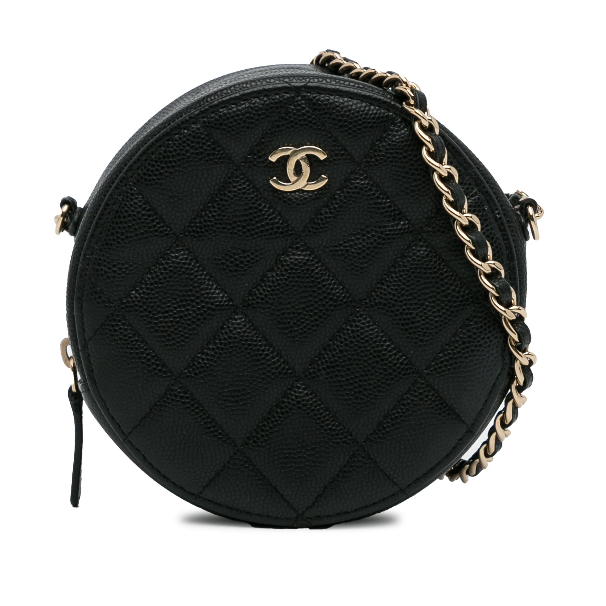 Chanel CC Quilted Caviar Round Clutch With Chain (SHG-Uqg8kK)