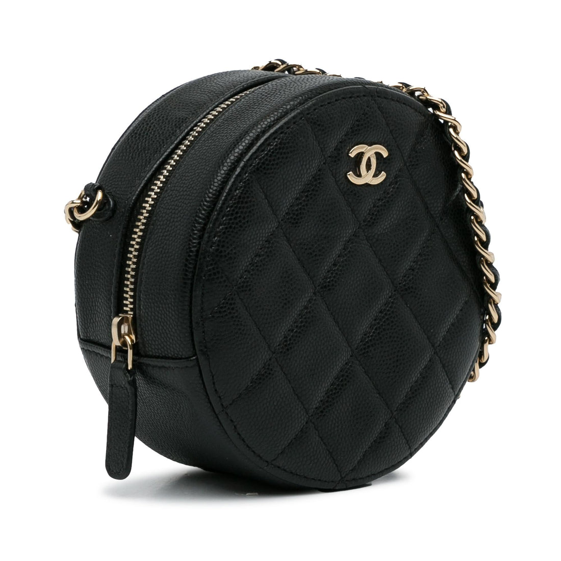 Chanel CC Quilted Caviar Round Clutch With Chain (SHG-Uqg8kK)