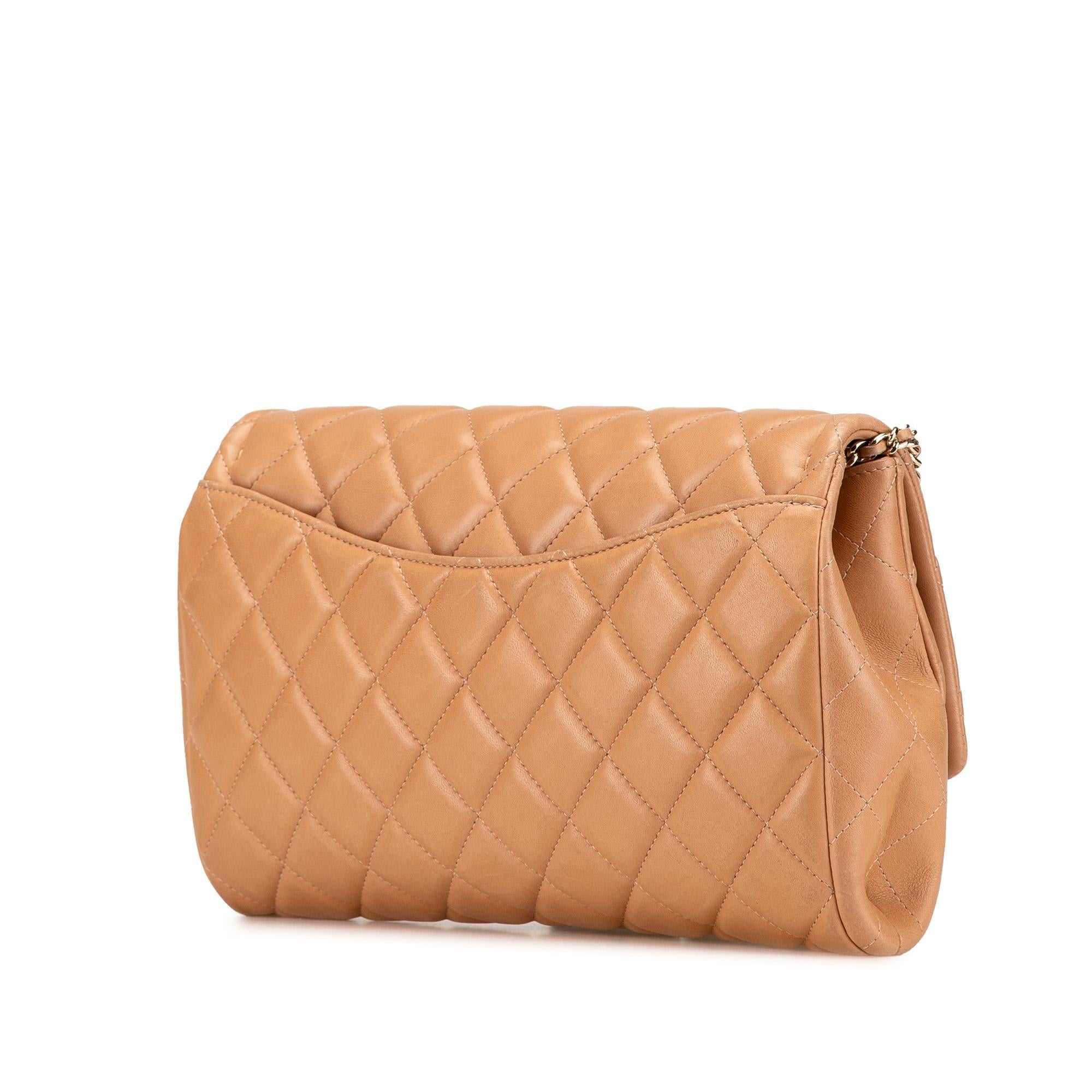 Chanel CC Quilted Lambskin Clutch With Chain