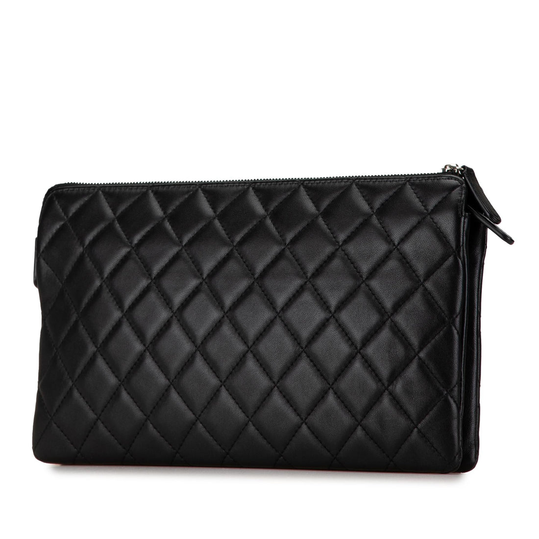 Chanel CC Quilted Lambskin Double Zip Clutch (SHG-9zutGz)