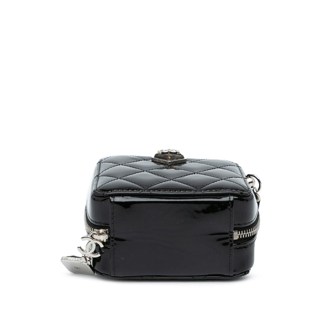 Chanel CC Quilted Patent Clutch With Chain