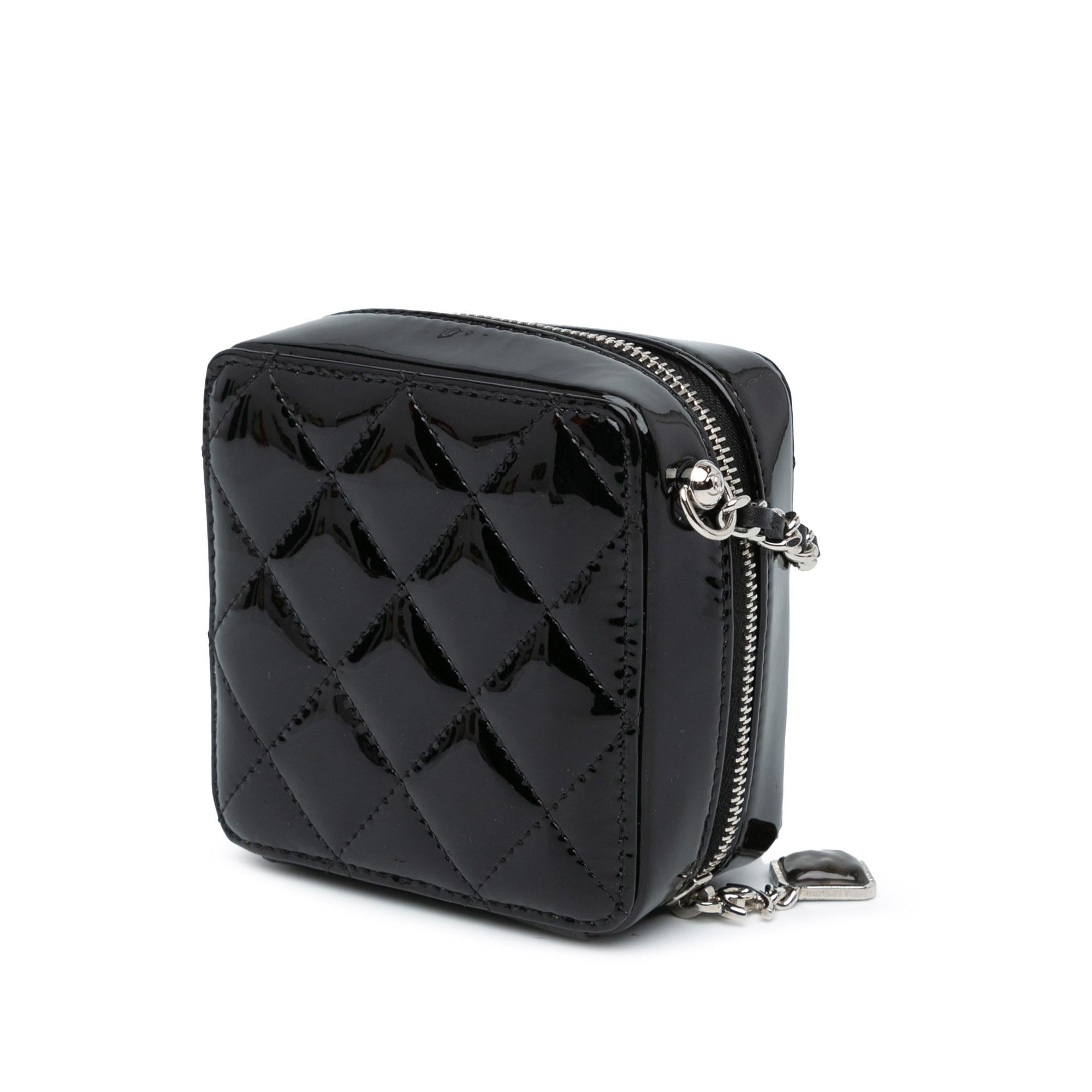 Chanel CC Quilted Patent Clutch With Chain