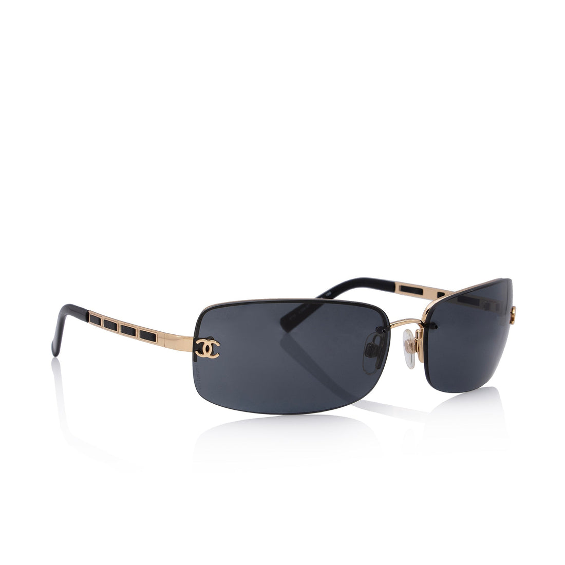 Chanel Calfskin Chains CC Rimless Rectangular Sunglasses (SHF-TqQBvV)